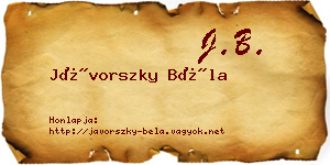 Jávorszky Béla névjegykártya