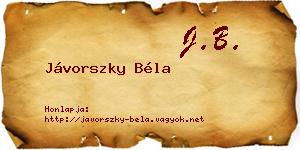 Jávorszky Béla névjegykártya