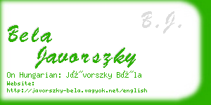 bela javorszky business card